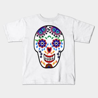 Sugar Skull Pattern (Black) Kids T-Shirt